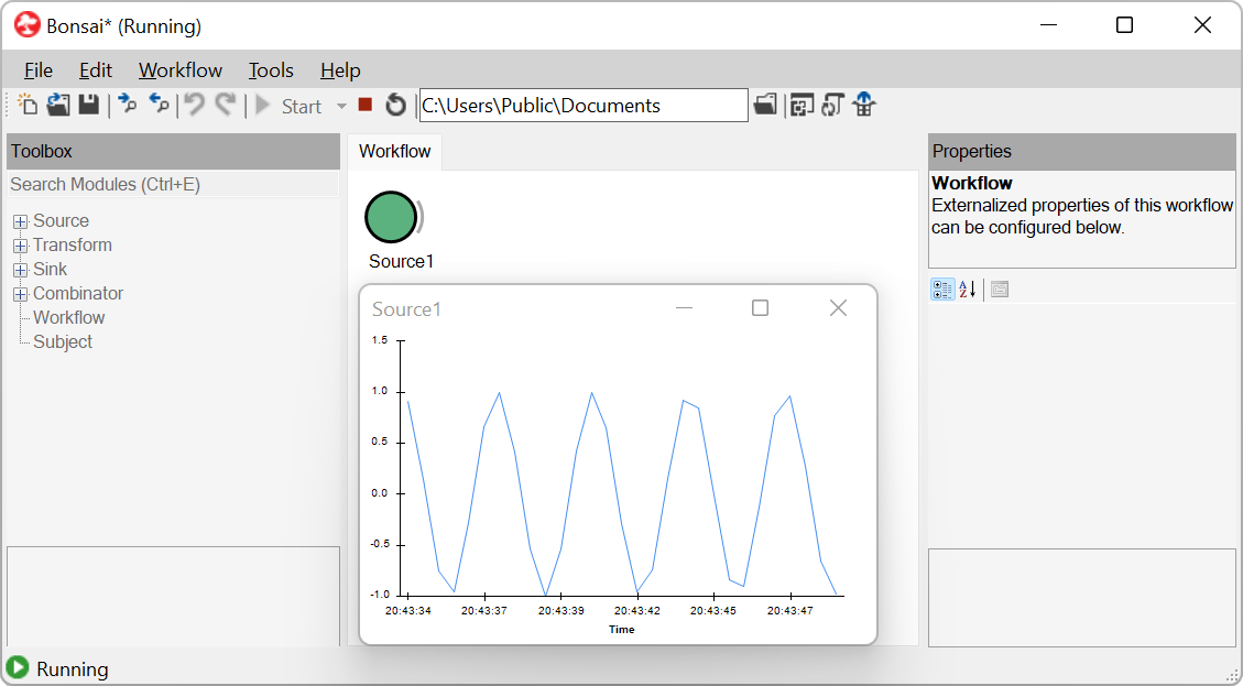 Running the sine source